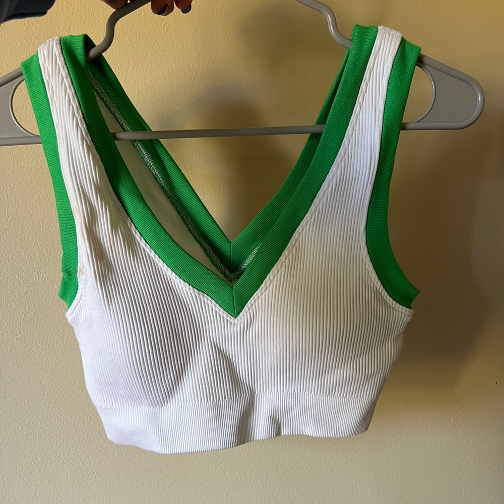 Women’s Aerie Offline Brand White & Green Bralette